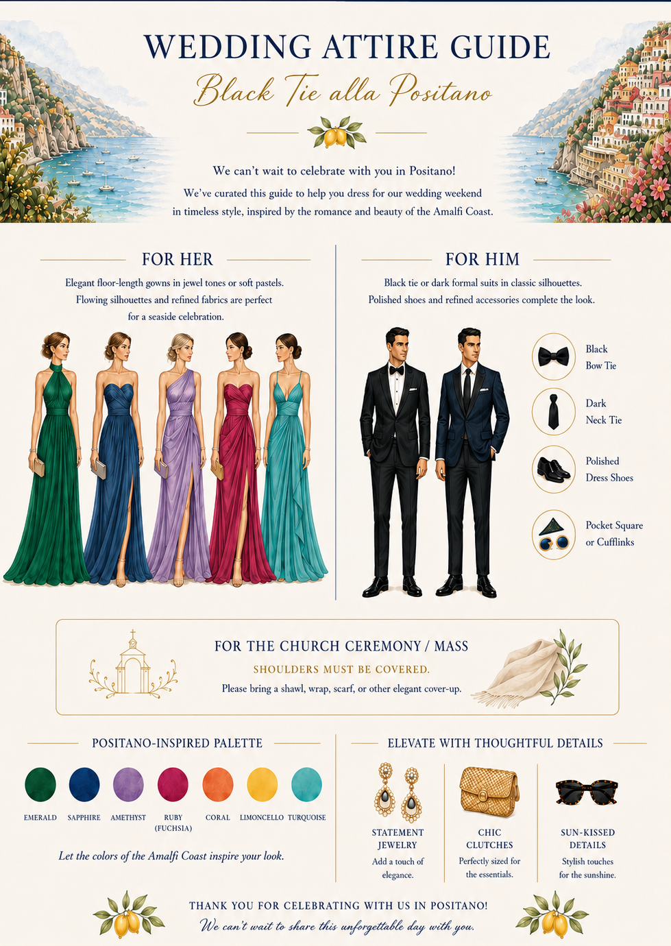 Wedding Attire Guide - Black Tie Alla Positano