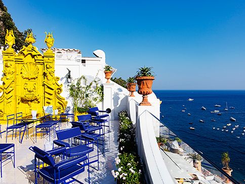 Franco's Bar blue terrace with sea view in Positano